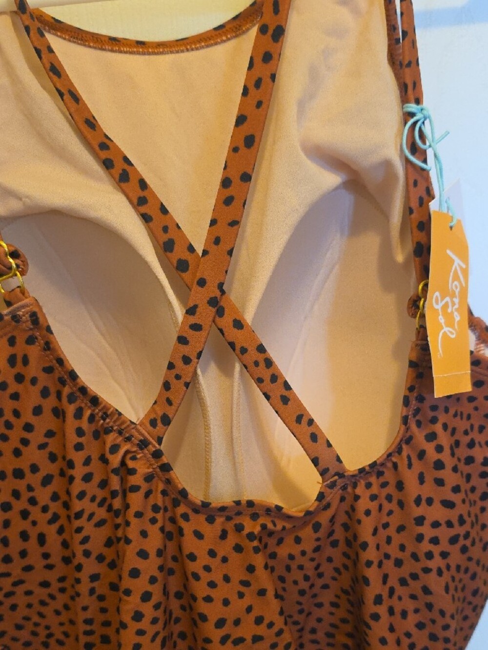 Kona Sol Rust Brown One-Piece with Black Dot Print - Picture 4 of 7